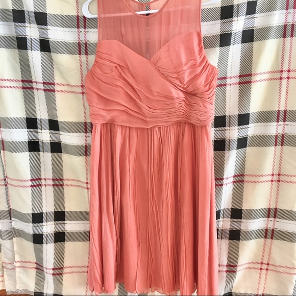 J Crew Coral Clara Dress in Silk Chiffon - Picture 2 of 5